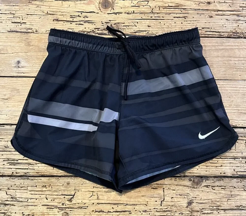Nike Women’s size XS Black Striped Dri-Fit athletic Running Shorts W/Liner